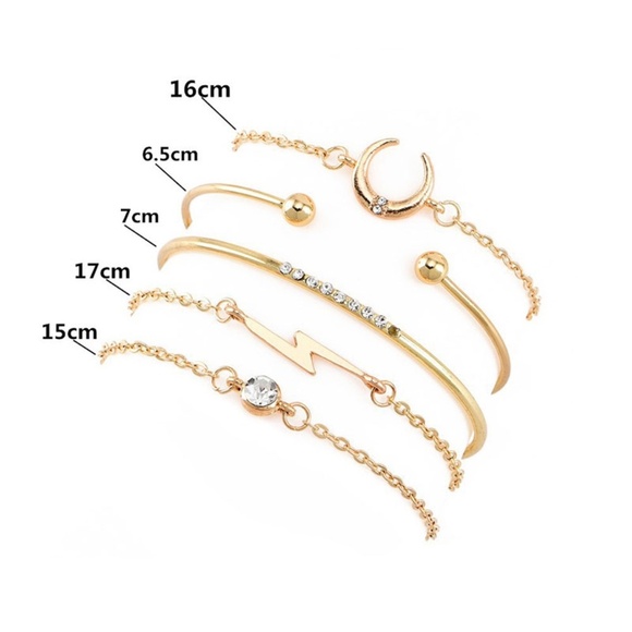 **FERNANDA* 5-Pc Gold Lightning Bolt Bracelet Set - Picture 10 of 10